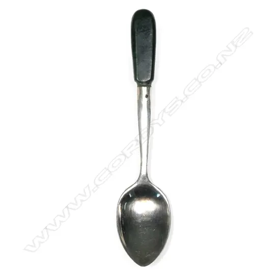 Joseph Swindell & Sons (Christchurch) silver and greenstone coffee spoon,